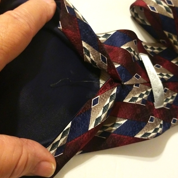 Stafford Exec Tie Woven USA Import Silk Tipped Bar & Slip String Red Blue 54" 4” - Picture 9 of 14